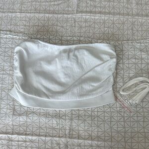 Colsie White Textured Bandeau Crop Top